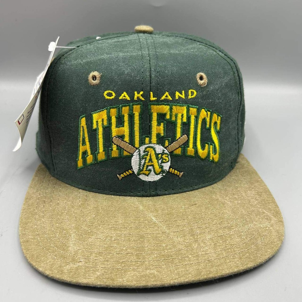 Vintage Oakland Athletics Hat Men Green Brown Signatures MLB Snap Back Cap New